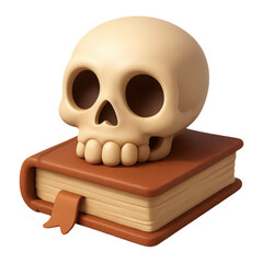 3D illustration of skull with book with transparent background