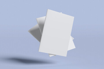 A4 Or A5 Magazine Clear Brochures With Shadow for Mockup On Blue Background