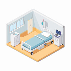 Fototapeta premium Isometric View of a Modern Hospital Room with Medical Equipment (1)