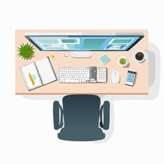 Overhead View of a Modern Workspace with Computer and Accessories (1)