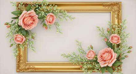 Vintage floral frame with roses, perfect for wedding invitations, greeting cards, or a heartfelt design