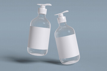 Cosmetic product Soap bottle with blank label on a white Background
