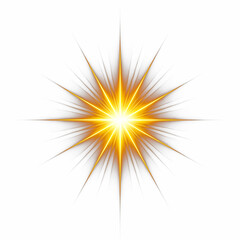 Bright golden starburst with many rays png 