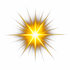 Fototapeta premium Bright golden starburst light effect with sharp rays emanating from a central point