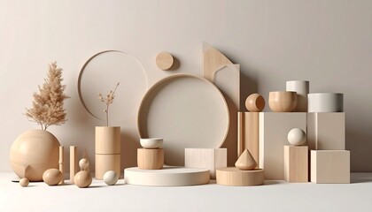 Beige geometric display