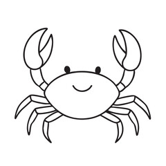 Cute Cartoon Crab Illustration with Simple Black Outline on White Background for Childrens Designs