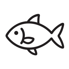 Simple Black and White Fish Icon Illustration for Seafood Pets and Marine Life Concepts