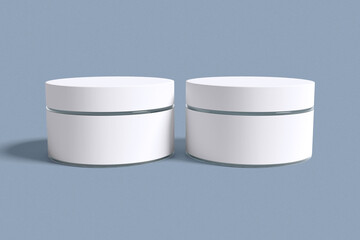 Cosmetic cream jar mockup template on isolated blue background,  for design presentation, 3d illustration