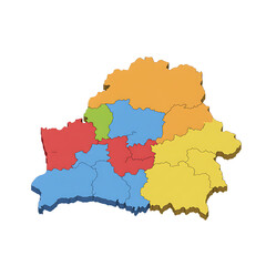Colorful map of Belarus regions with borders