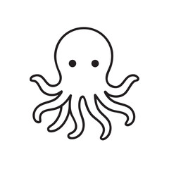 Simple Octopus Illustration with Black Outline on White Background for Children s Books and Designs