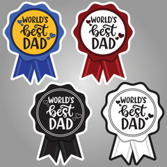 World's Best Dad. Father's Day Silhouette Design with Heart. World's Best Dad Badge, Father's Day T shirt design template, Fathers Day, Best Dad, daddy bundle. Vector illustration.