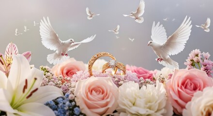 A beautiful bouquet of white and pink roses arranged for a romantic celebration