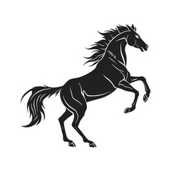 Obraz premium Galloping Horse Silhouette – Elegant Black Running Horse Vector Illustration