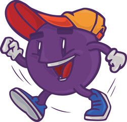 ANIMATED AÇAÍ FRUIT STYLE RUNNING MASCOT WITH CAP AND SNEAKERS