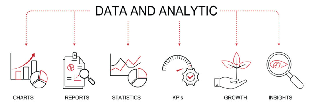 Banner data and analytics concept vector illustration