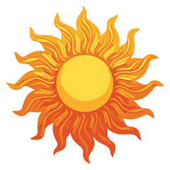 Hand Drawn Decorative Sun with Curved Rays Vector Art
