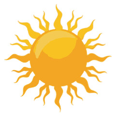 Bright Shiny Sun with Wavy Rays Vector Illustration