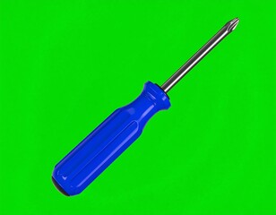 Fototapeta premium Blue screwdriver on green background (1)