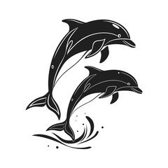 Naklejka premium Black and White Vector Illustration of a Jumping Shark .
