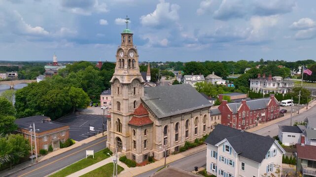 Pawtucket Congregational Church aka Temple of Restoration Pentecostal Church on Walcott Street in Quality Hill, Pawtucket city, Rhode Island RI, USA.  