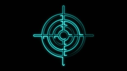 Neon target reticle animation isolated on black background - Powered by Adobe