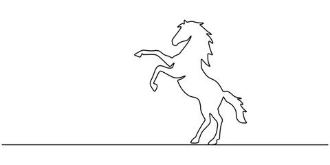 Banner continuous one line drawing galloping horse. Animal. Hand drawn vector illustration, line art, A majestic horse depicted in a continuous line drawing style, Running horse, one line drawing pro.