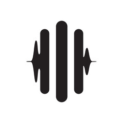 Obraz premium Black Sound Wave Icon with Vertical Bars – Audio, Music, Frequency, Signal Symbol
