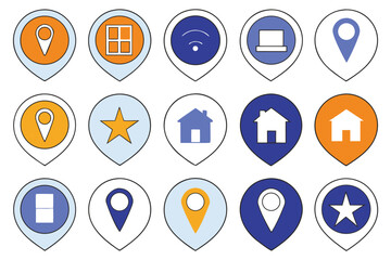 Direction and Map Pin Icon Set for Travel Projects