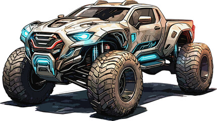 High-speed off-road racing 4x4 vehicle with black wheels