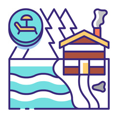 This Lake House icon is suitable for Summer Holiday, etc.