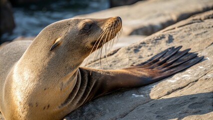 Fototapeta premium Sea lions, sharp and realistic, Photo, Beautiful photos