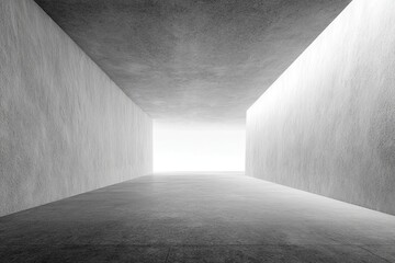 Empty concrete tunnel perspective