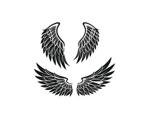 Obraz premium This graphic features a pair of stylized, detailed wings, perfect for tattoo designs, apparel prints, or other creative projects