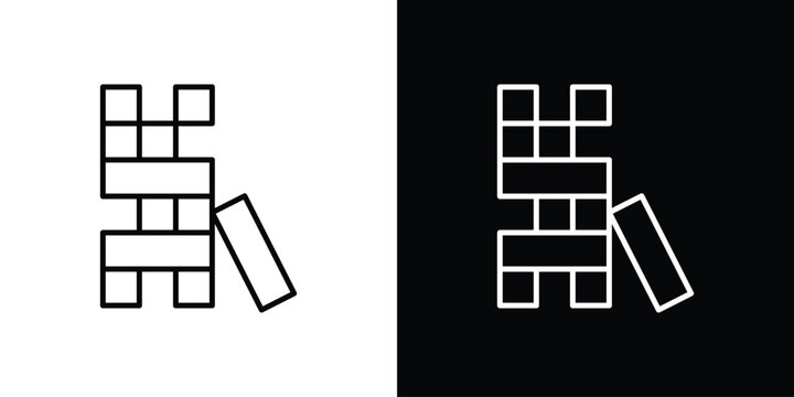 Wooden block icon For your design, logo. Vector illustration. Editable Stroke.