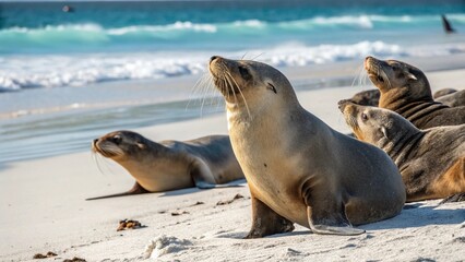 Naklejka premium Sea lions, sharp and realistic, Photo, Beautiful photos