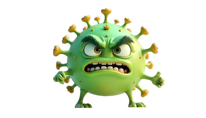 Angry Virus Cartoon isolated transparent background