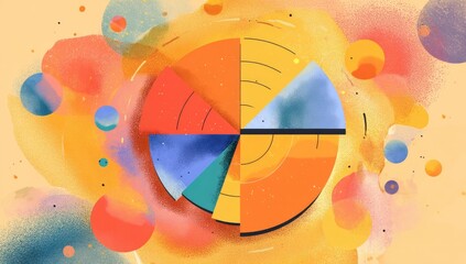 Vibrant pie chart graphic with abstract background