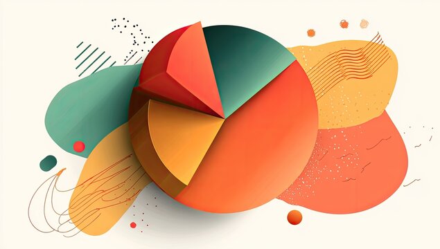 Vibrant pie chart graphic with abstract shapes