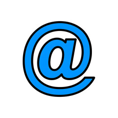 Obraz premium Bright Blue At Symbol Email Icon Graphic isolated on a transparent background image 