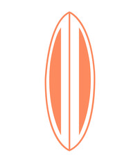 Surfboard clip art design on plain white transparent isolated background for card, shirt, hoodie, sweatshirt, apparel, tag, mug, icon, poster or badge