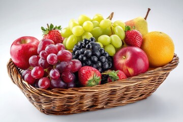 Fresh fruit assortment in a wicker basket