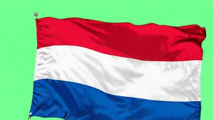 Waving flag of The Netherlands on a green screen background in 3D animation. - Powered by Adobe
