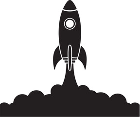 Obraz premium Rocket Ship Launching with Smoke Silhouette a Symbol of Innovation and Technological Advancement in Space Exploration Ventures