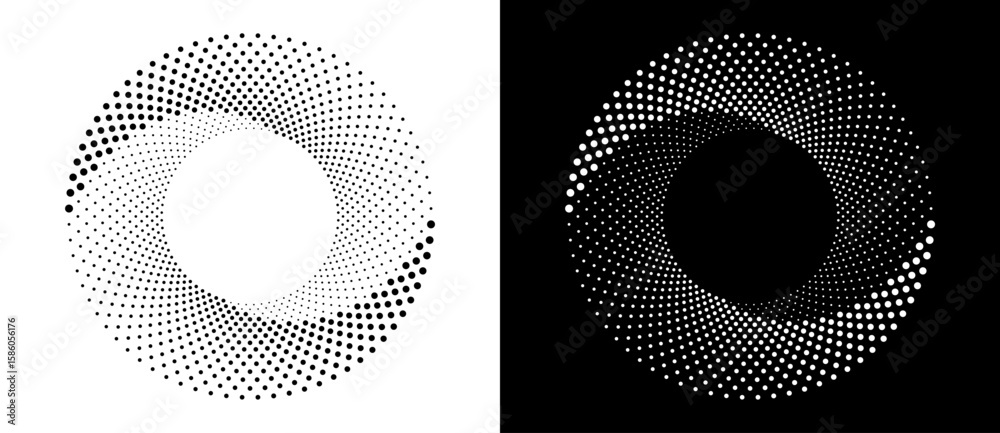 Sticker modern abstract background. halftone dots in circle form. round logo. vector dotted frame. design el