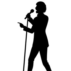 Performer singing into microphone silhouette singer