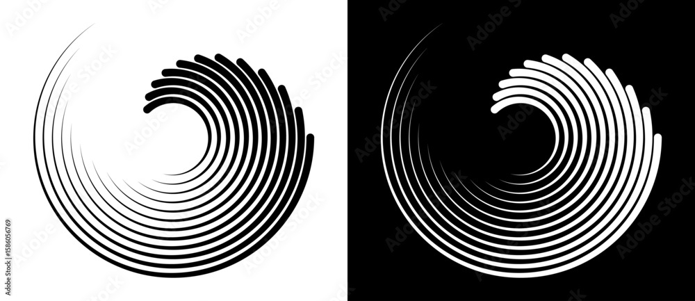 Canvas Prints abstract background with lines in circle. art design spiral as logo or icon. a black figure on a whi