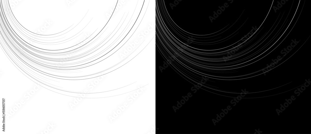 Poster abstract background with dynamic lines to horizon. black lines on a white background and the same wh