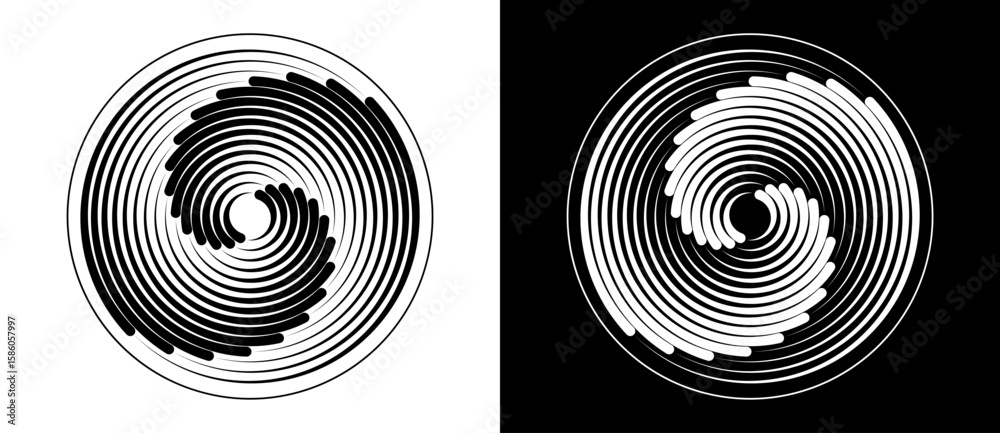 Canvas Prints abstract background with lines in circle. art design spiral as logo or icon. a black figure on a whi