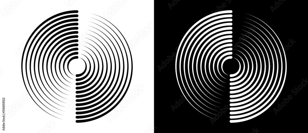 Canvas Prints abstract background with lines in circle. art design spiral as logo or icon. a black figure on a whi