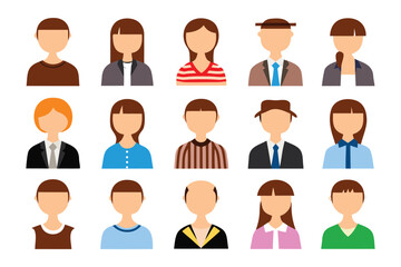 Iconic Representation: A collection of stylized icons showcases a variety of individuals from diverse backgrounds, representing the essence of people.